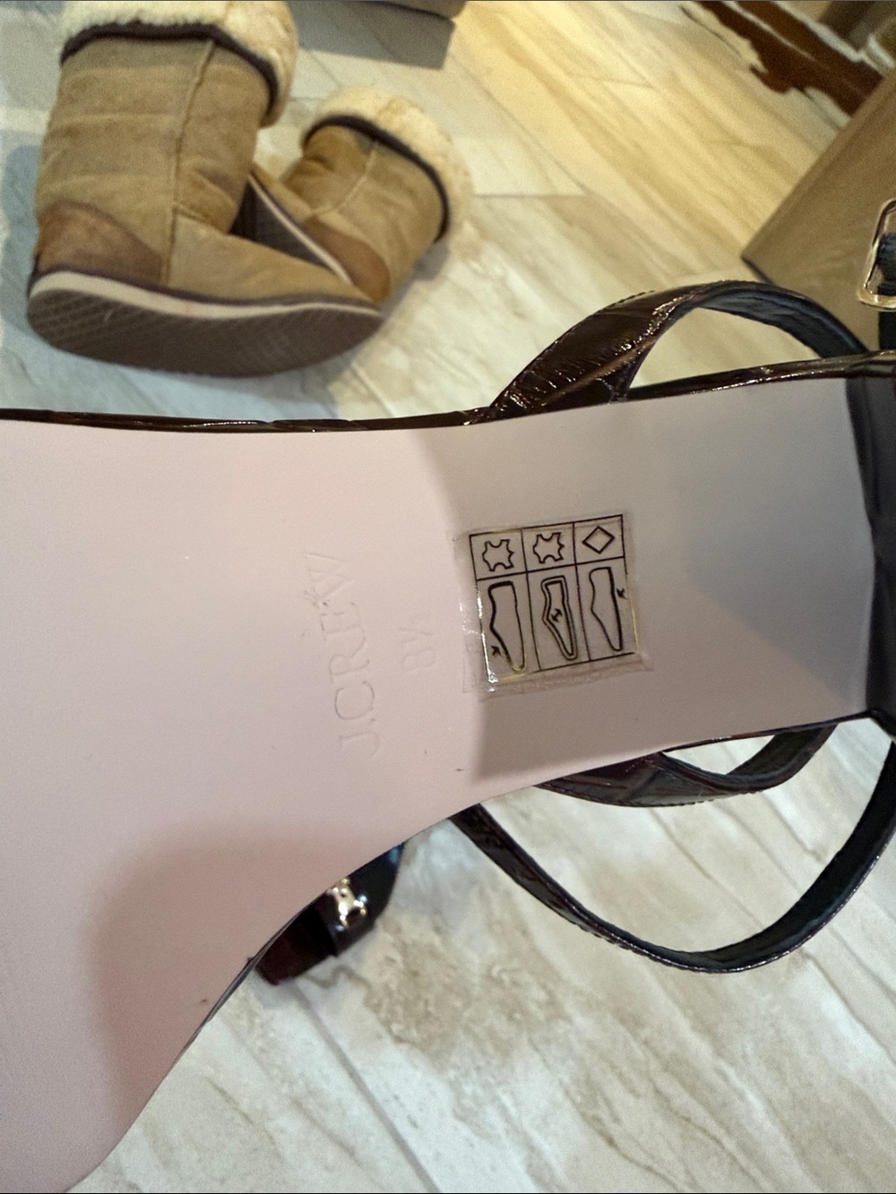 J. Crew Evelyn buckle-strap sandal heels in croc-embossed Italian leather - Picture 5 of 5